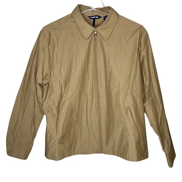 Lands End Jacket Mens Large Beige Windbreaker Casual Preppy Grandpa Grandpacore‎ - Picture 1 of 8